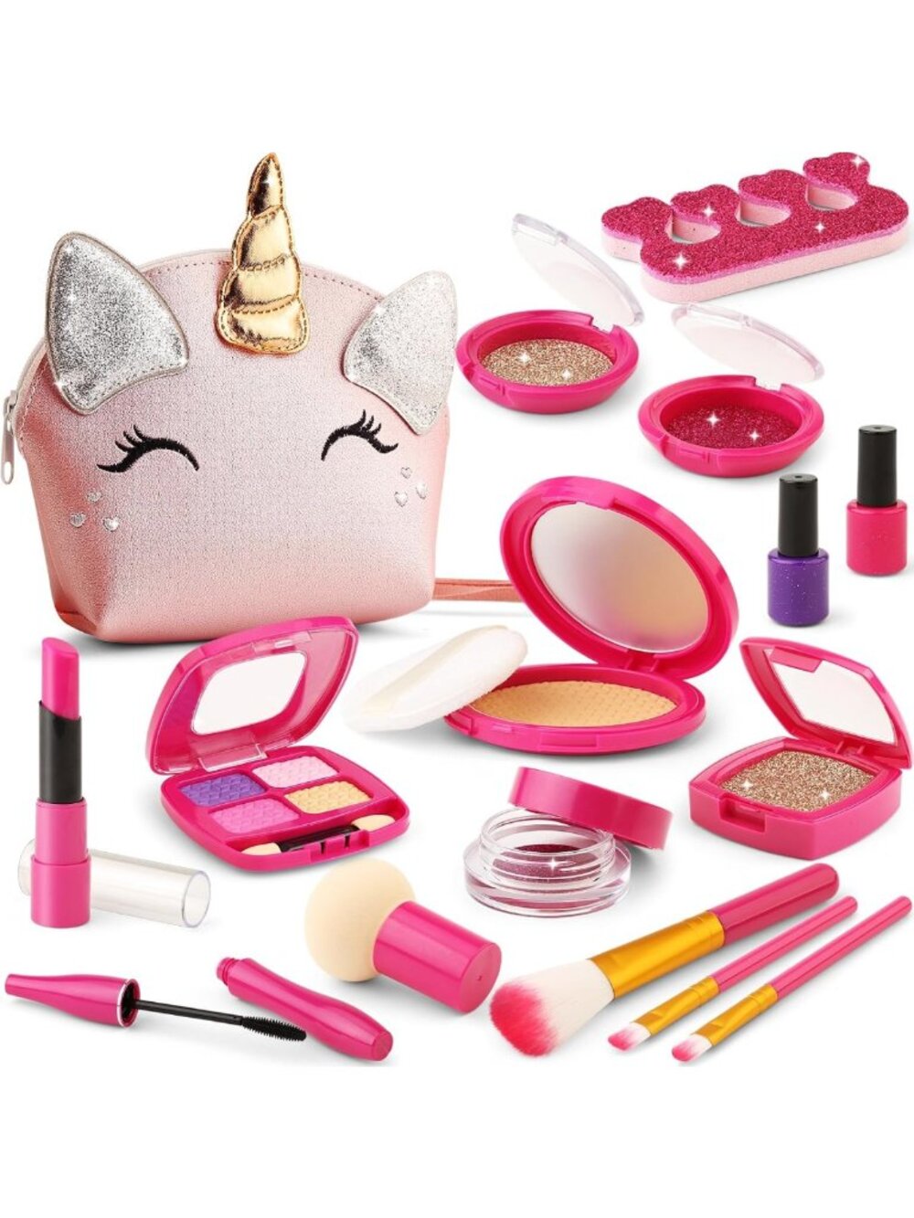 Toddler Girl Pretend Makeup Kit - Fun Gift for 3-5 Year Old Birthday Playtime